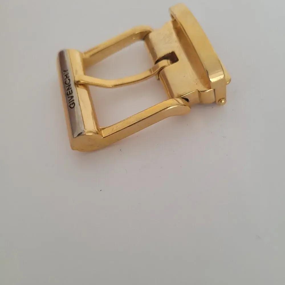 Givenchy Vintage Belt Buckle Gold Silver Tone Logo Slim 1